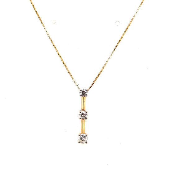 3 Diamond Journey Pendant 14K Yellow Gold Necklace (0.33CTW) - Picture 1 of 3